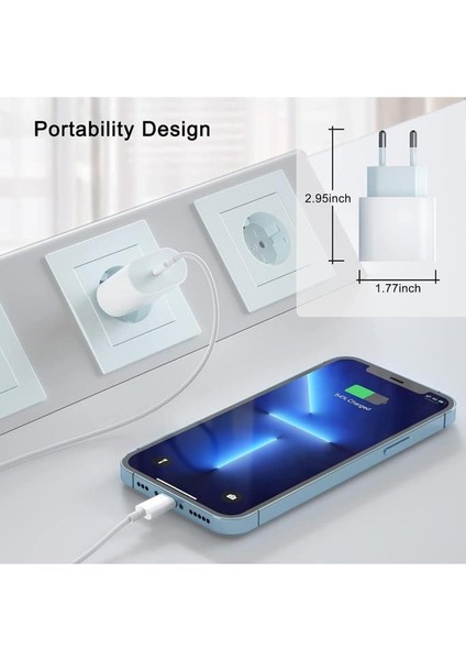 Iphone Hızlı Şarj Kablosu ile Iphone 20 W Iphone Şarj Cihazı Iphone Şarj Kablosu ile 1 M