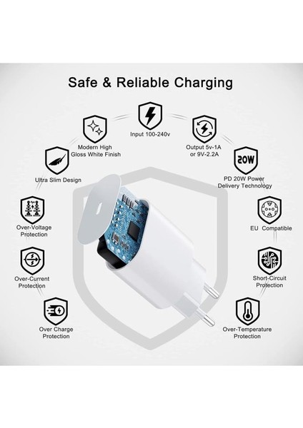 Iphone Hızlı Şarj Kablosu ile Iphone 20 W Iphone Şarj Cihazı Iphone Şarj Kablosu ile 1 M