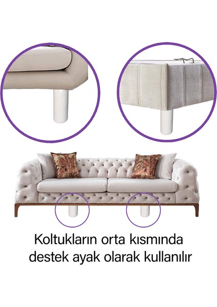 2 Adet Ayarlı Destek Ayağı 9,5 x 14,5 cm Beyaz Gizli Ayak Mobilya Kanepe Baza Koltuk Dolap Tv Ünitesi