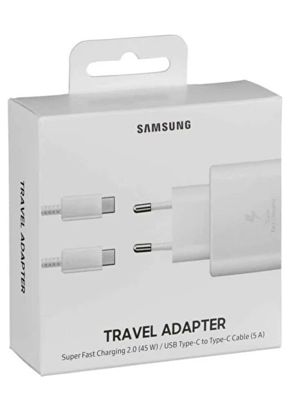 Mobilegaraj Samsung TA800 25W Şarj Başlığı ve Type-C To Type-C 1m Beyaz Kablo