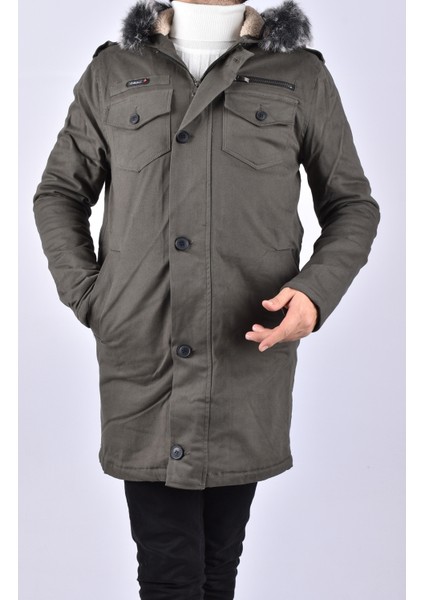 225 Onz Içi Kürklü Kapşonlu Mont/açık Haki/m fırsatları