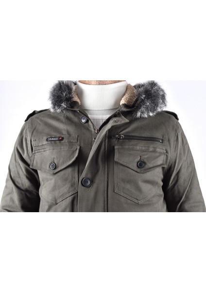 225 Onz Içi Kürklü Kapşonlu Mont/açık Haki/m indirimleri