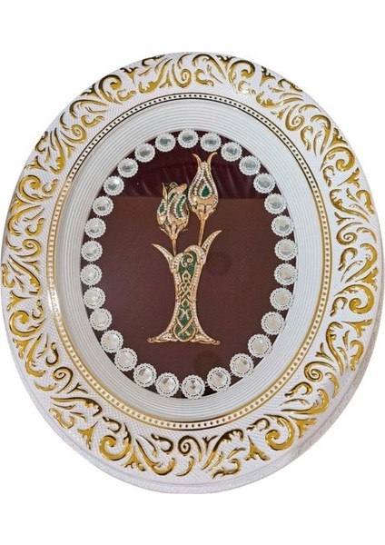 Taş Işlemeli Lale Gül Çerçeve Silver