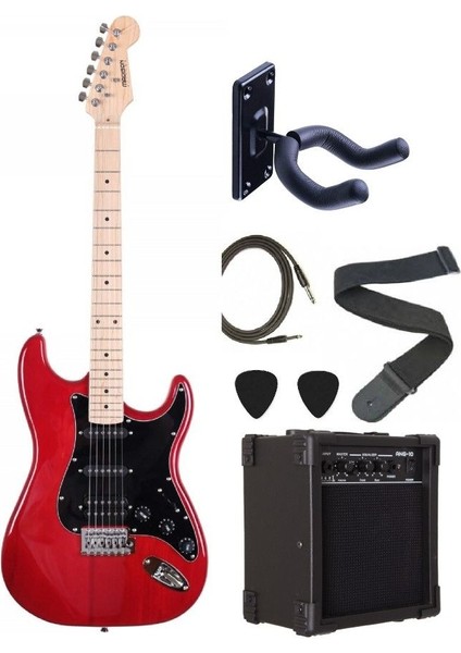 Meg-3trd Trans Red Burst Elektro Gitar Set