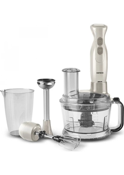 6 In 1 Çok Amaçlı Mutfak Robotu , 2000W Turbolu Güçlü Motor, 1,5lt Geniş Hazne Iconic Beige