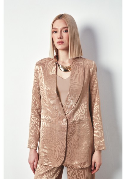 Şal Yaka Desenli Ceket - Vizon