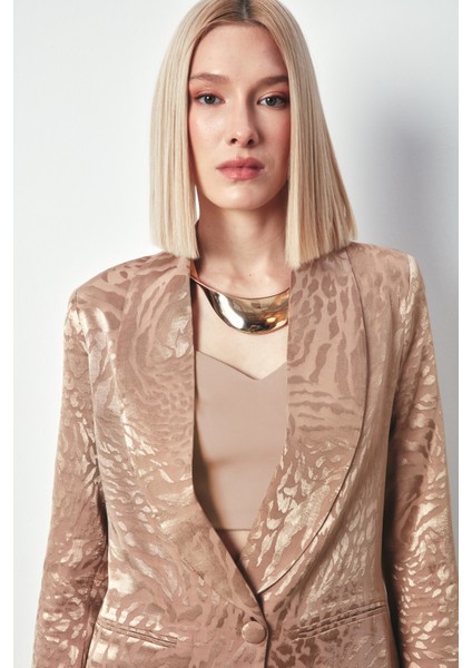 Şal Yaka Desenli Ceket - Vizon fırsatları