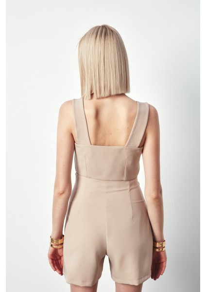 Çıt Detaylı Crop Bluz - Bej indirimleri