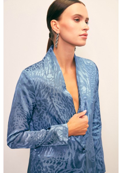 Şal Yaka Desenli Ceket - Indigo fiyatları