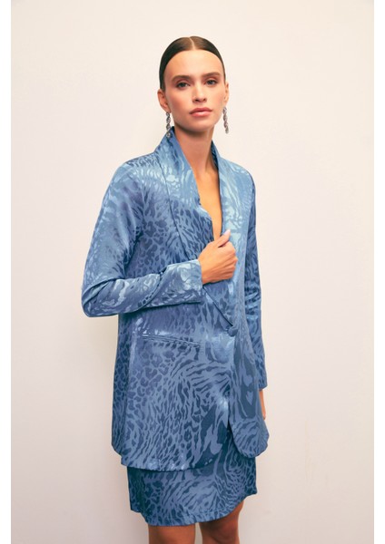 Şal Yaka Desenli Ceket - Indigo modelleri