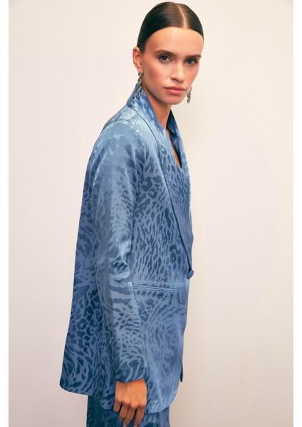 Şal Yaka Desenli Ceket - Indigo indirimleri