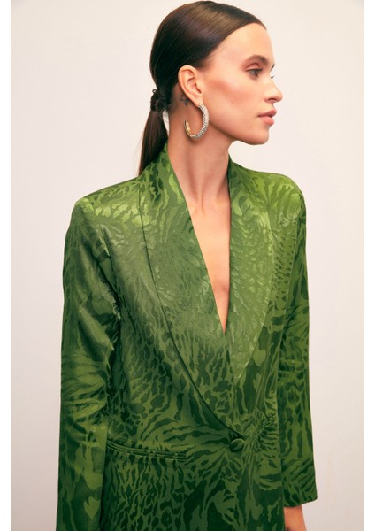 Şal Yaka Desenli Ceket - Yeşil modelleri