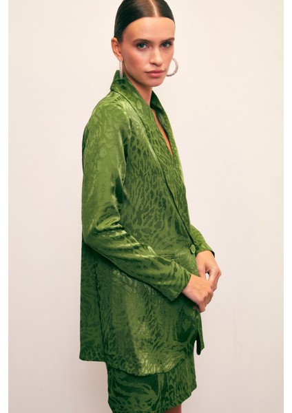 Şal Yaka Desenli Ceket - Yeşil fırsatları