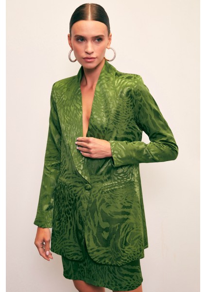 Şal Yaka Desenli Ceket - Yeşil indirimleri