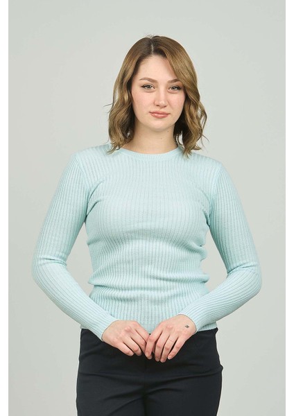 Kadın Fitilli Bisiklet Yaka Kazak 23K0290K1 Mint