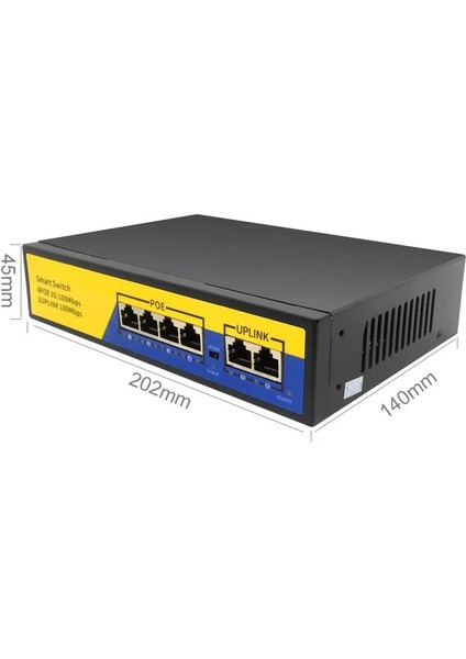 Primex PX-1006B 4 Port 10/100M Poe Switch, Ip Kamera Poe Switch Anahtarı-(4 + 2) 100M Iletim Mesafesi, 4*10/100MBPS Poe Bağlantı Noktası,  2*10/100MBPS Uplink Portu