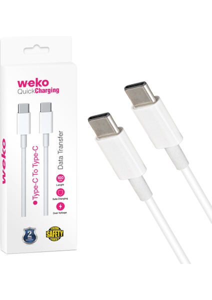 Weko WK-21444 Iki Ucu Type-C Kablo 1 Metre Şarj Kablosu