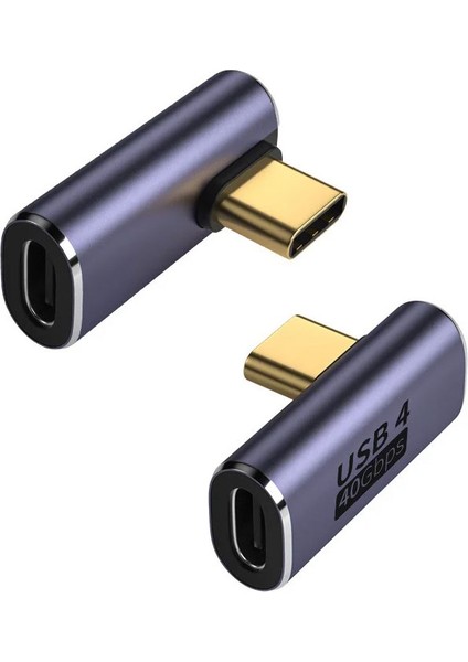 USB 4.0 Type C 90 Derece Adaptör 40GBPS Hızlı Veri Transferi