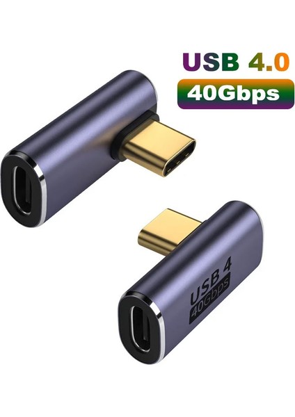 USB 4.0 Type C 90 Derece Adaptör 40GBPS Hızlı Veri Transferi