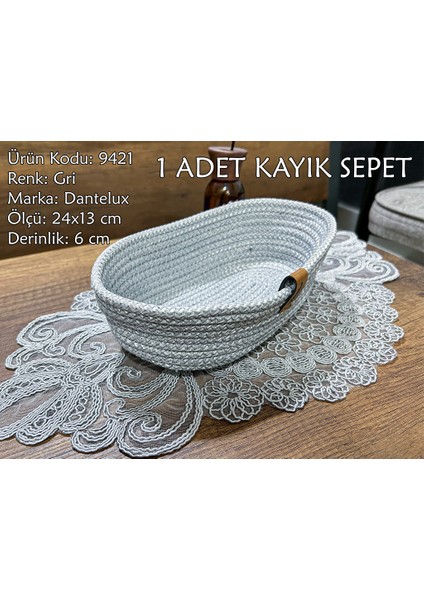 Naturel Kayık Sepet 9421-C05 Gri