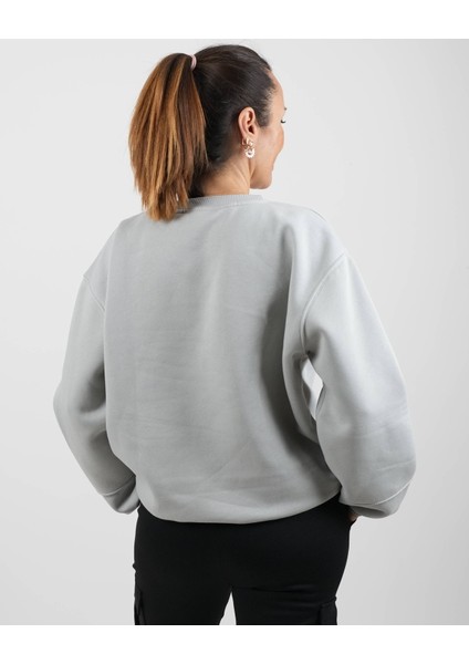 Sweatshirt Basic Kol Detaylı Üç Iplik Şardonlu