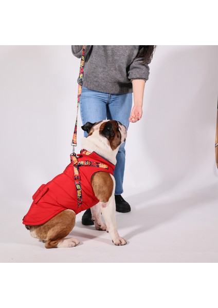 Göğüs Tasmalı Köpek Montu Kırmızı