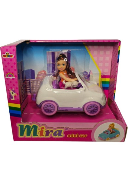 Mira Bebekli Mini Car GLT-E406,EVCIL Hayvanı ile Arabalı Oyuncak Bebek Beyaz