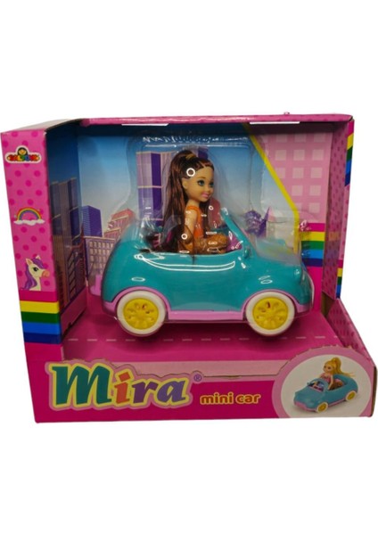 Mira Bebekli Mini Car GLT-E406,EVCIL Hayvanı ile Arabalı Oyuncak Bebek Mavi