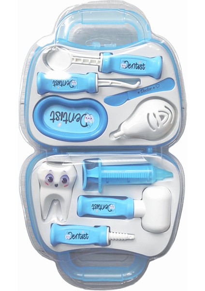 Tekno Trust Çantalı Oyuncak Dişçi Seti Kaliteli Plastik Malzemeli Diş Doktoru Seti Mavi Renk