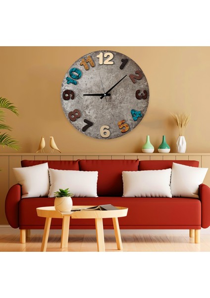 Renkli Kalın Stone Cam Saat - 60 cm fırsatları