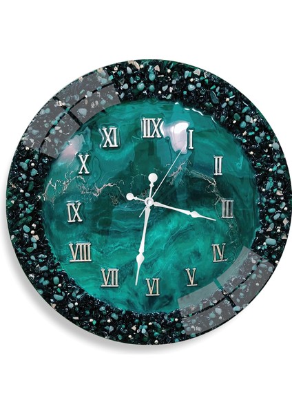 Yeşil Taş Cam Saat - 40 cm