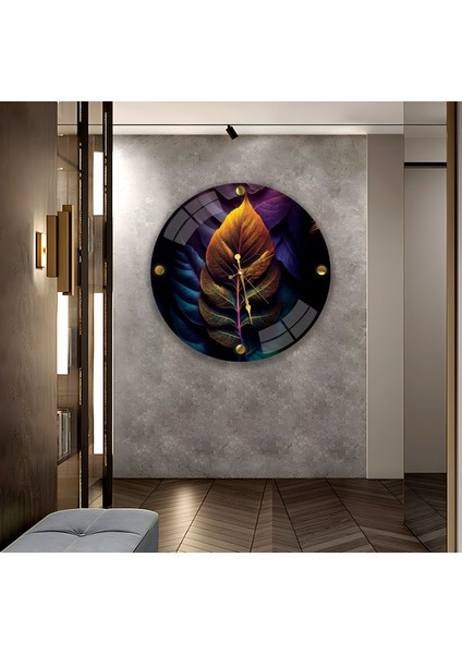 Renkli Yapraklar Cam Saat - 40 cm fiyatları