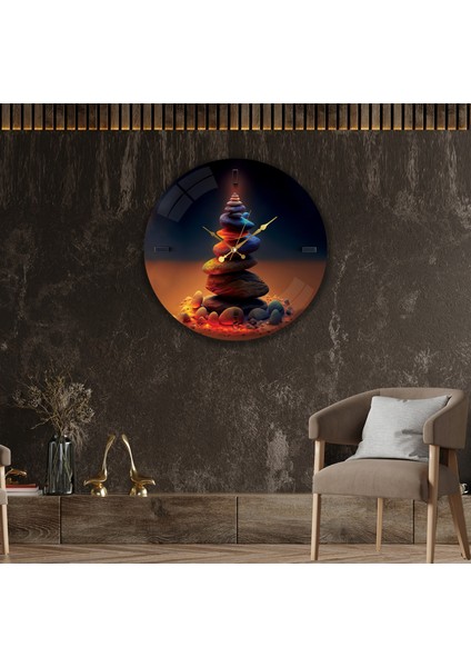 Renkli Taşlar Cam Saat - 40 cm fiyatları