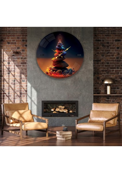 Renkli Taşlar Cam Saat - 40 cm modelleri