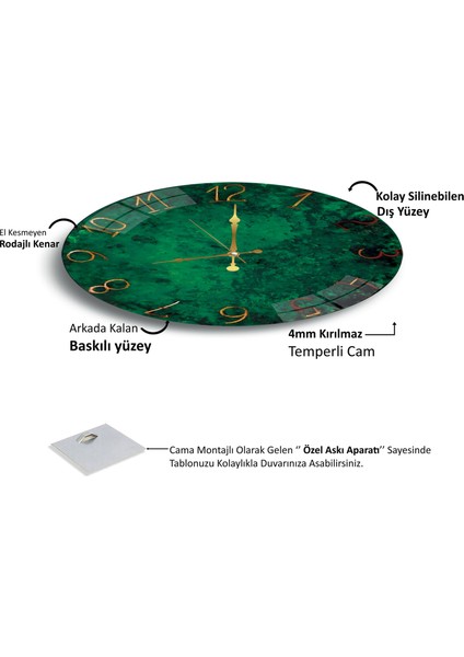 Yeşil Vintage Cam Saat - 60 cm modelleri