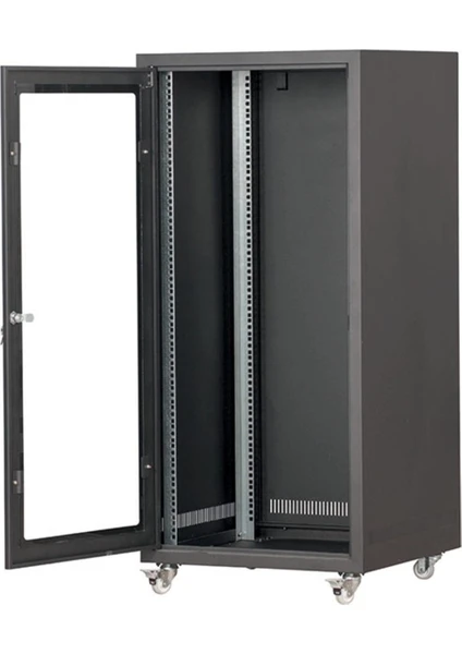 19'' 26U 600X600 Tekerlekli Camlı Rack Kabinet