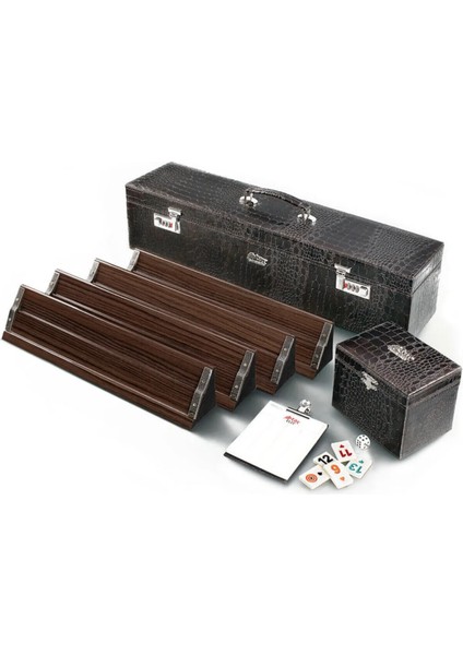 Orijinal Elit Ahşap Okey Deri Kaplama Timsah Derisi Modeli Lüx Okey Takımı Ahşap Okeytakımı