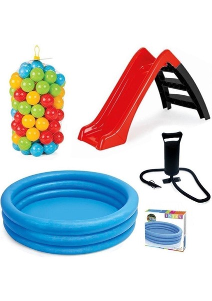 Tekno Trust Kristal Havuz Pilsan Funny Kaydırak Top ve Pompa Set