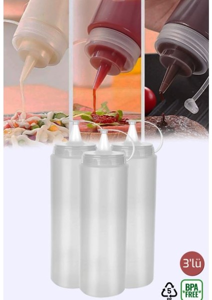 3 Adet Sızdırmaz Kapaklı Plastik Yağ Şişesi Yağdanlık Sos Şişesi 700 ml