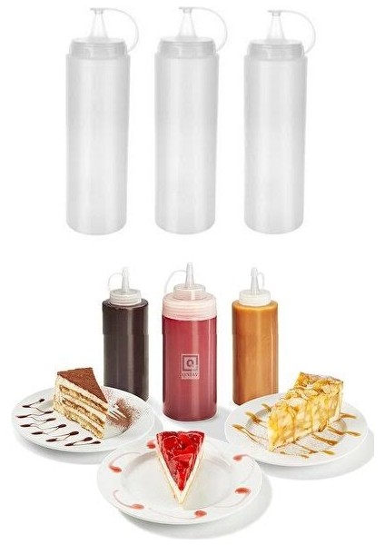 3 Adet Sızdırmaz Kapaklı Plastik Yağ Şişesi Yağdanlık Sos Şişesi 700 ml