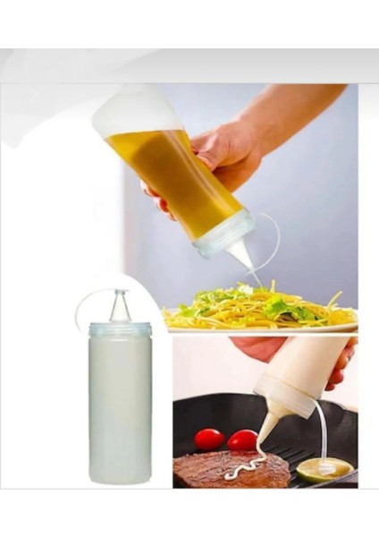 3 Adet Sızdırmaz Kapaklı Plastik Yağ Şişesi Yağdanlık Sos Şişesi 700 ml