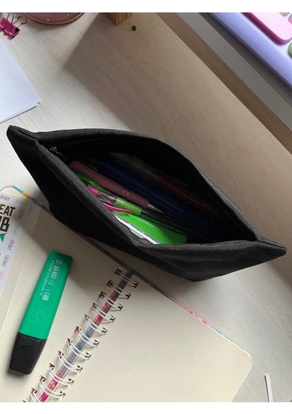 Soft Siyah Yıkanabilir Fermuarlı Tek Gözlü Bez Kalemlik Kalem Kutusu Cüzdan Makyaj Çantası fiyatları