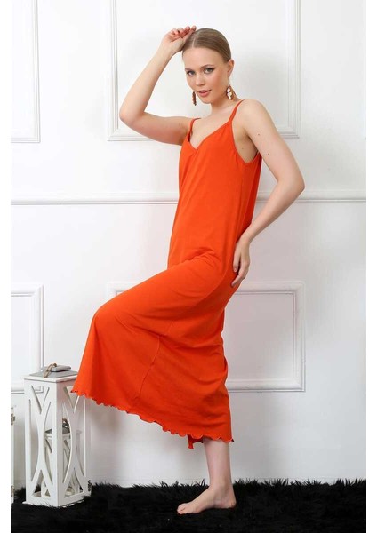 Kadın Ip Askılı Turuncu Uzun Gecelik 901 modelleri