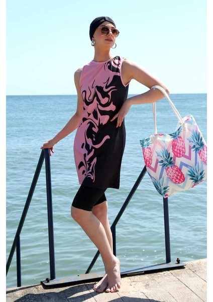 Sıfır Kol Desenli Yarım Tesettür Mayo 33008 fiyatları