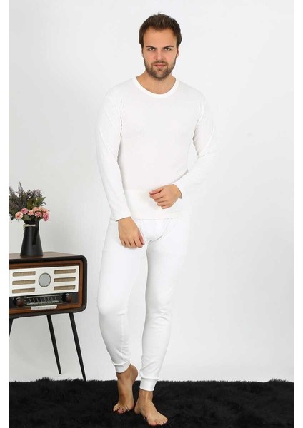 Erkek Pamuk Ekru Içlik Pijama Takım 19103
