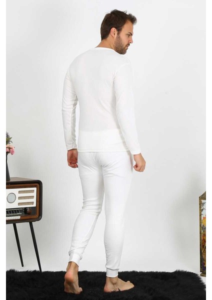 Erkek Pamuk Ekru Içlik Pijama Takım 19103