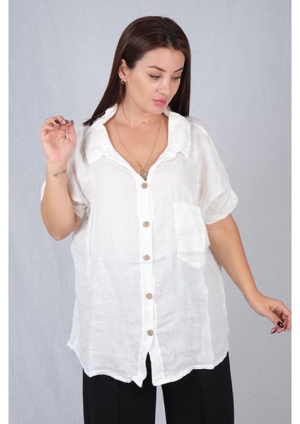 Beyaz Keten Gömlek