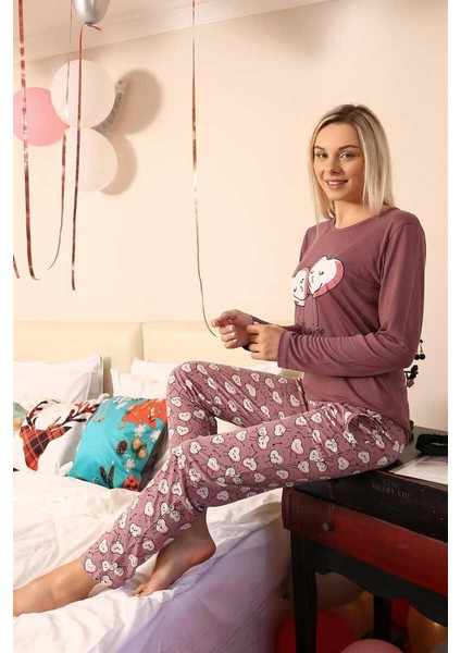 Kadın Penye Uzun Kol Pijama Takım 4187 fırsatları