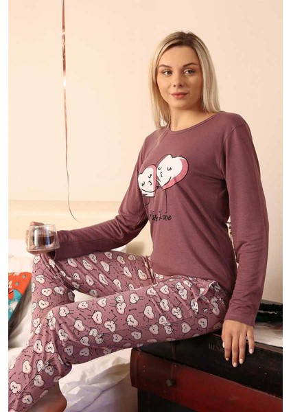 Kadın Penye Uzun Kol Pijama Takım 4187 indirimleri
