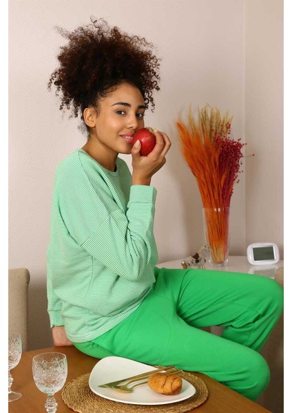 Kadın Uzun Kol 3 Iplik Penye Pijama Takım 4191 modelleri